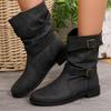 Women Flats Chelsea Boots Mid Calf Winter Pleated Shoes 2024 Fashion New Walking Short Boots Trend Designer Female Zapatillas