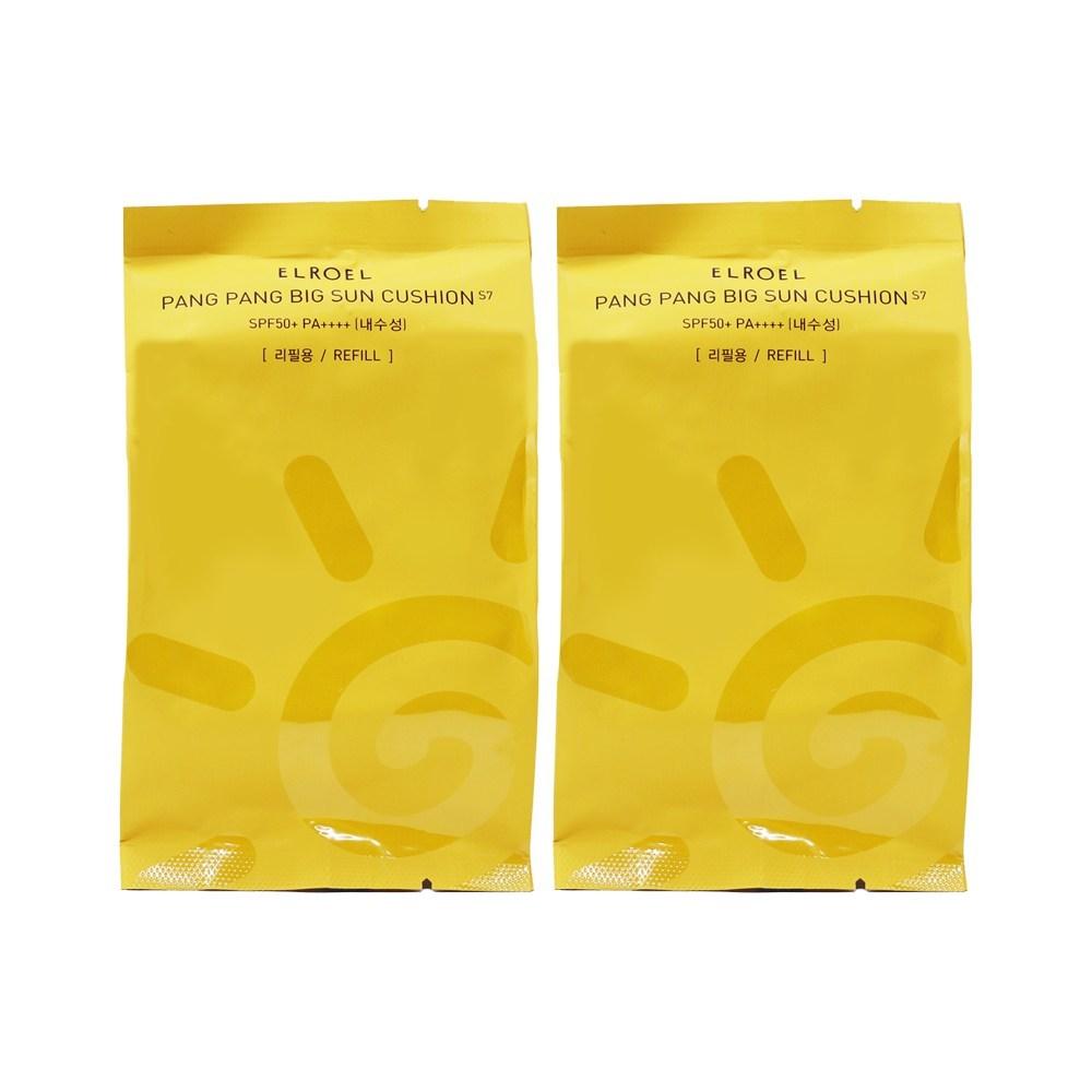 Eloel Pangpang Yellow Big Sun Cushion Plus Refill SPF50+PA++++, 25g, 2 Pieces