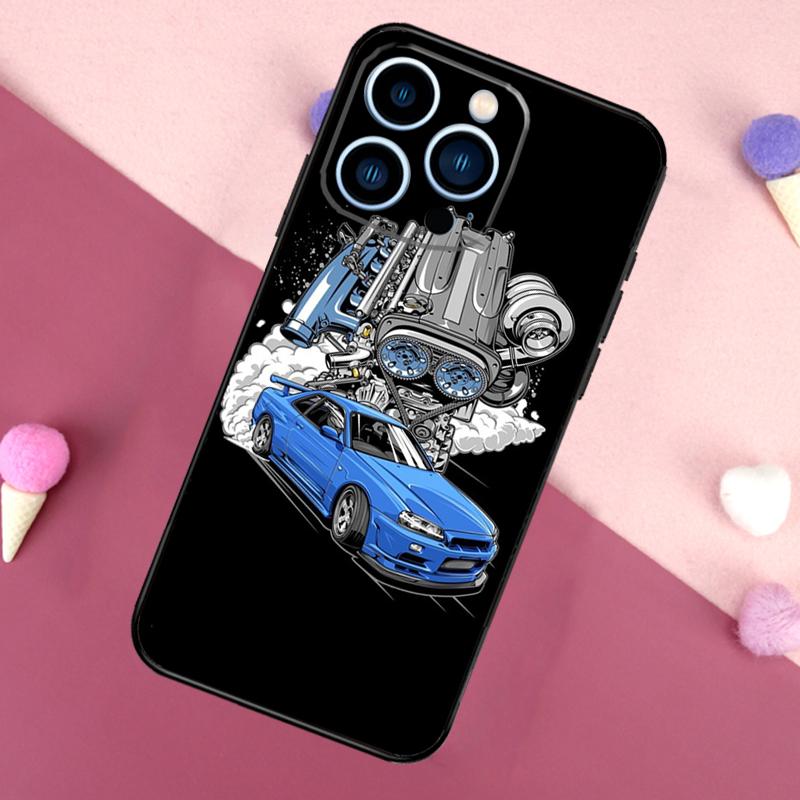 Чехол для iPhone JDM Автомобильный двигатель RB26 Для iPhone 16 15 11 13 12 Mini 14 Pro Max XS X XR Plus Мягкая задняя крышка
