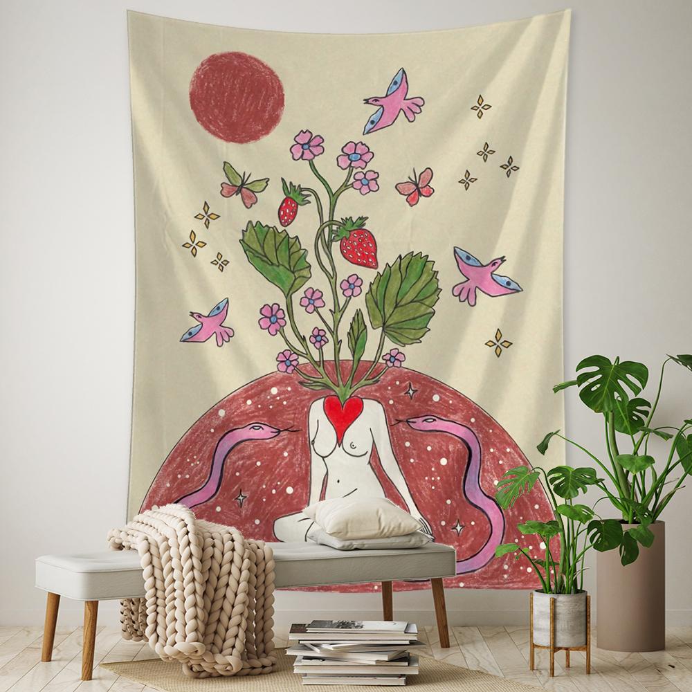 Растение Цветок Таро Гобелен Настенный Астрология Гадание Колдовство Богиня Солнца и Луны Домашний Декор