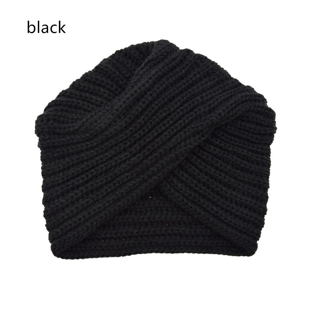 Warm Solid Center Cross Knot Bandanas Hair Scarfs Knitting Turban Cap Turban Headband