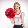 4 шт (2 пары) Металлизированная фольга и пластиковые помпоны чирлидера - с ручками-палочками для спортивной вечеринки, танцевальной команды и чирлидингового духа (Красный/Серебряный)