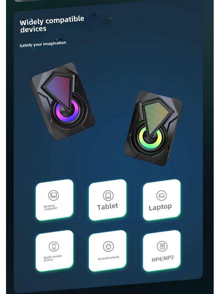 X2 RGB проводные мини-мультимедийные компьютерные колонки для настольных компьютеров и ноутбуков