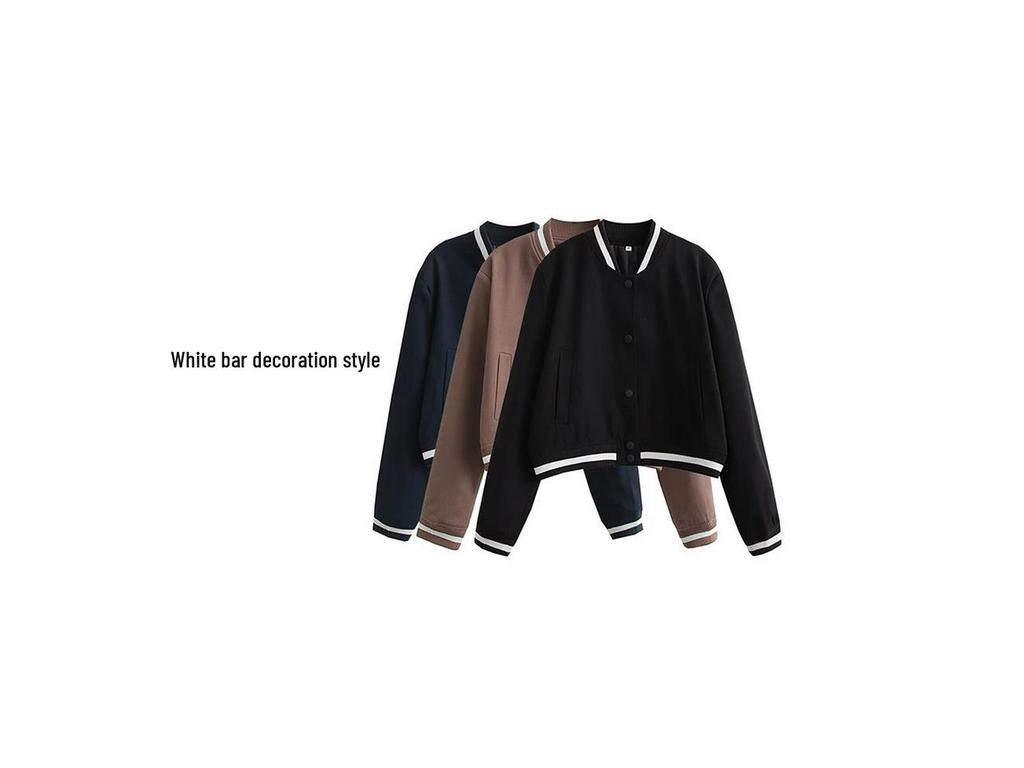 2024 Women's European & American Style Autumn Bomber Jacket with Large Pockets