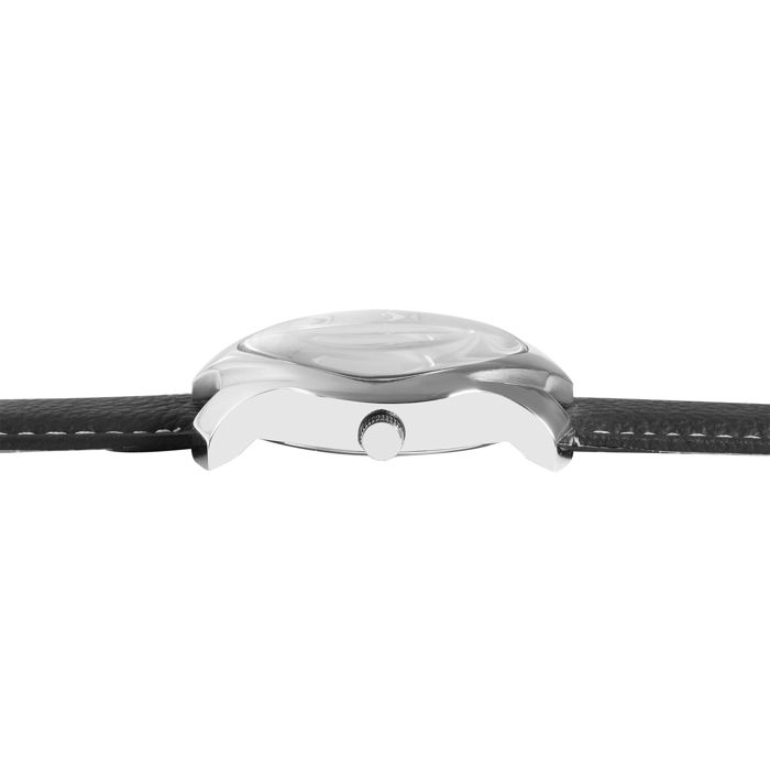 Montre homme - FLAIR - Boîtier ovale 42 mm - Cadran noir - Bracelet cuir 20 mm