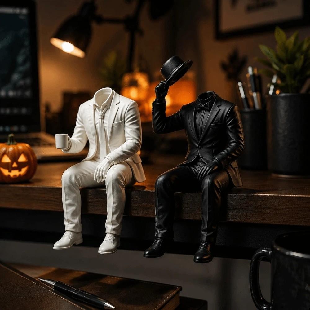 Home Decoration Tuxedo Man Sculpture Minimalist Sitting Man Figurine Elegant Magician Statue Desk
