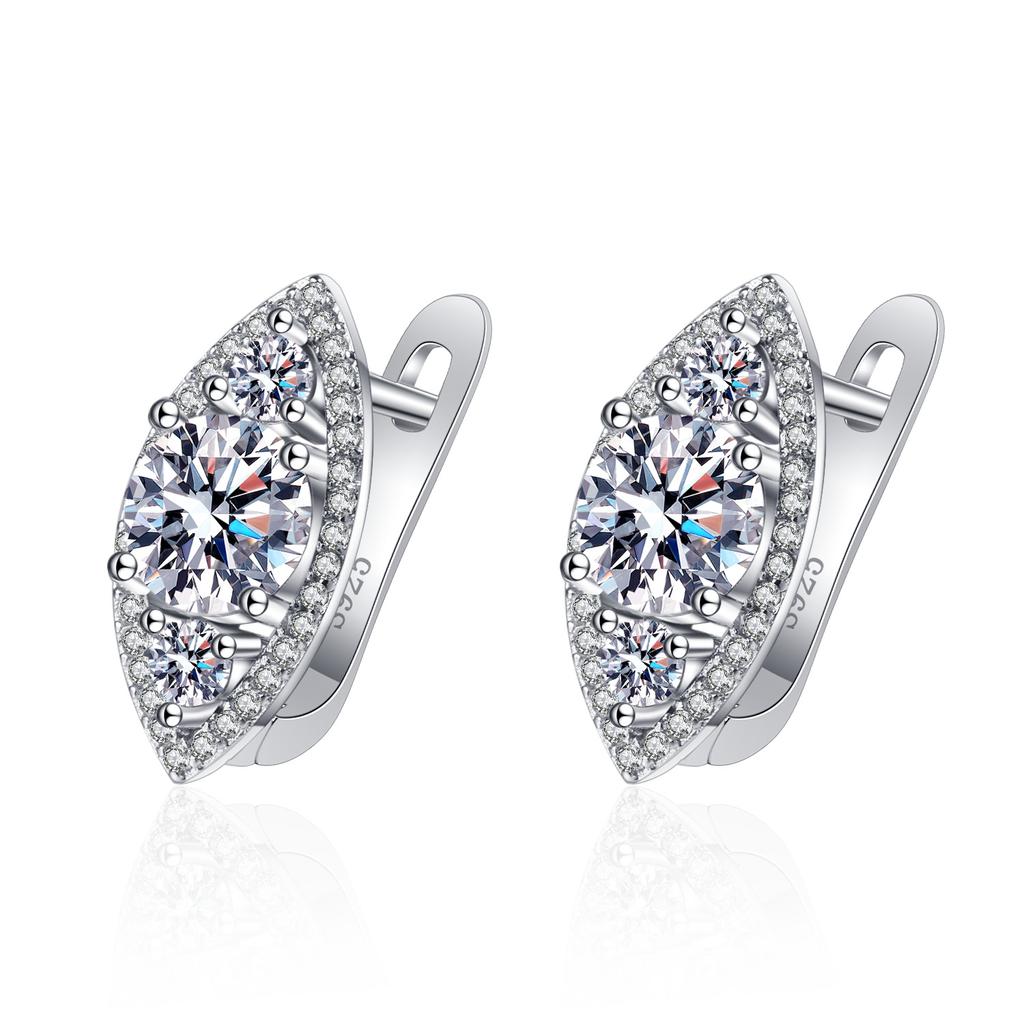 Silver Moissanite Earring with Irregular Shape and Geometric Design