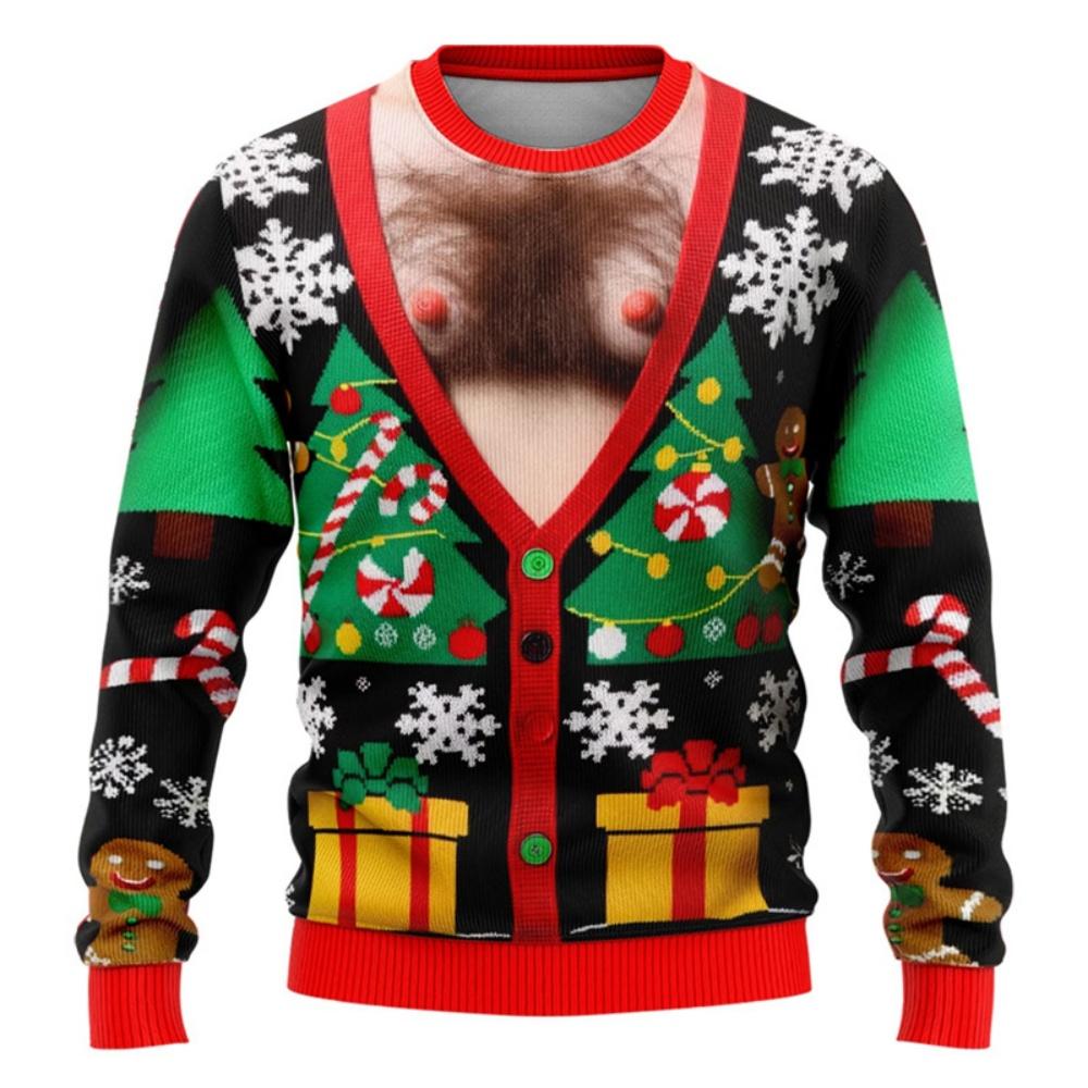 Funny Christmas Sweater Men Women Pullover Xmas Sweatshirt Ugly Graphic Y2k Sweatshirts for Holiday Party Loose Men's Clothing