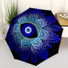 Синяя Мандала с Глазом Фатимы Зонт с Дизайном Духовной Защиты, Портативный Компактный Зонт-Трость 3 Складывания для Мужчин и Женщин, S199