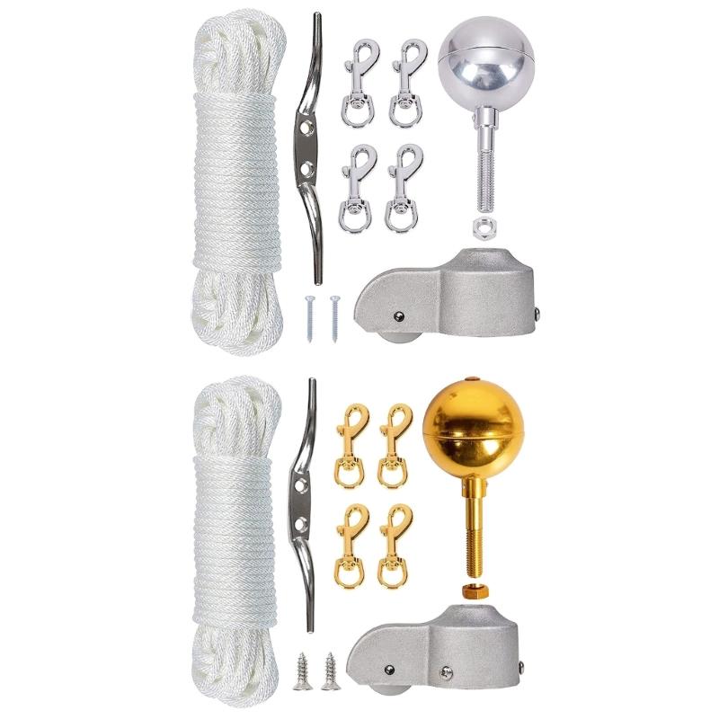 3Inch Aluminum Alloy Flagpole Ball With Locking Nut & 2Inch Nylon Pulley Flagpole Truck For 1.6-2Inch Outdoor Flag Poles