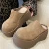 Fashion Thick Soled Height Increasing Slippers Are Popular for Wearing Extra High Heels Cotton Shoes Fashionable Toe Caps and Slippers
