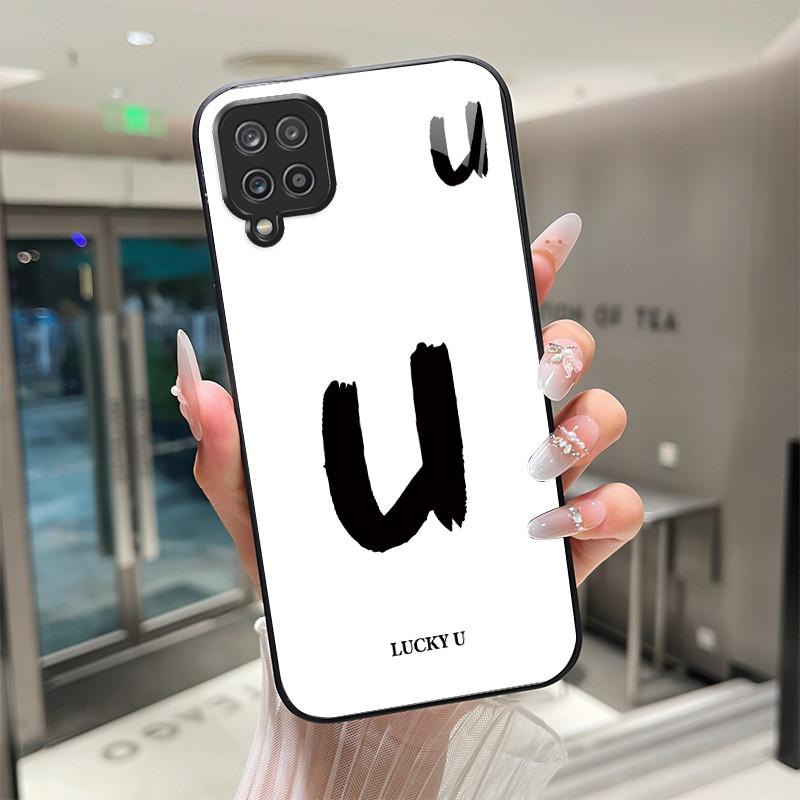 Чехол для телефона Samsung A 12 M12 F12 Чехол со счастливыми инициалами для Samsung Galaxy A12 M F 12 Закаленное стекло Мягкий ТПУ Funda