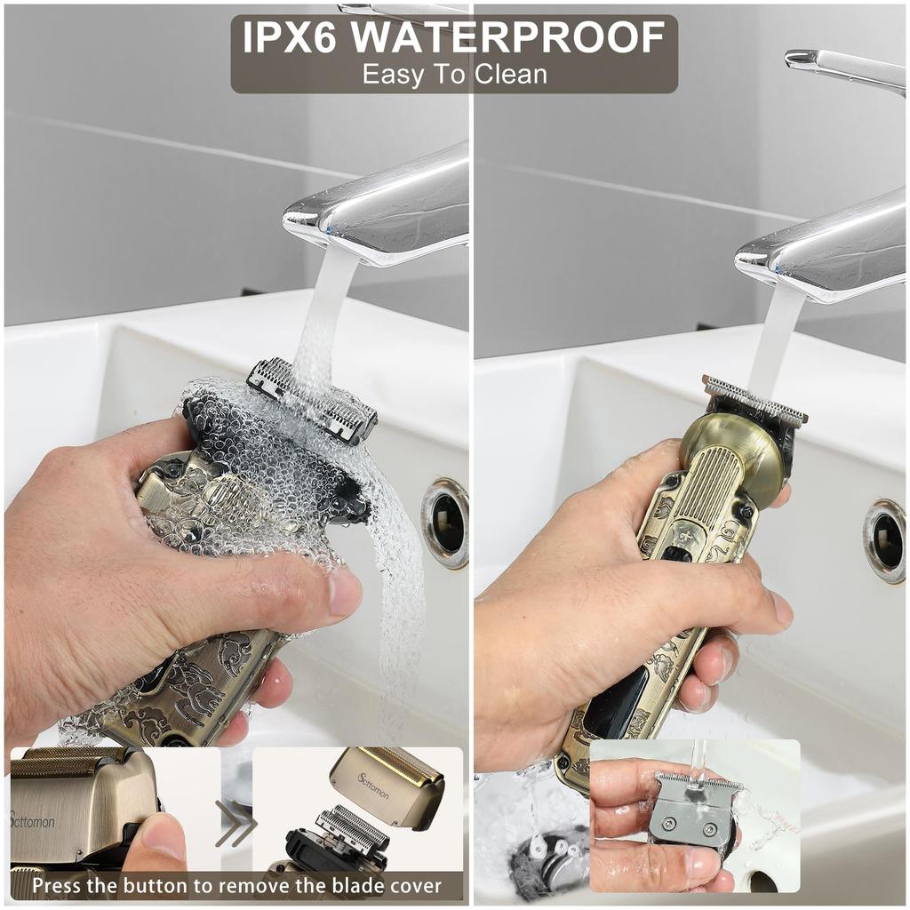 Scttomon Мужская сеточная бритва Мужской триммер для бороды Мужская электробритва Набор для бритья бритой головы Беспроводной водонепроницаемый