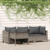 VidaXL Garden Lounge Set 4 Pcs with Cushions Grey Wicker, Garden Lounge, Outdoor Lounge Set, Set of 362688