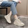 Fashionable High Top Shoes Women's Autumn New Round Toe Shoes Thick Soled Height Increasing Casual Comfortable Board Shoes