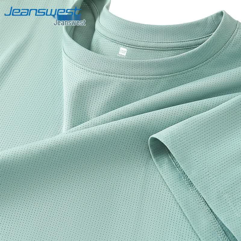 Мужская летняя футболка Jeanswest 2026 года из ледяного шелка с сеткой, быстросохнущая