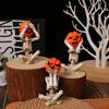 3Pcs/Set Resin Craft Pumpkin Head Skull Doll Realistic Halloween Skeleton Figurines  Dead Decorative