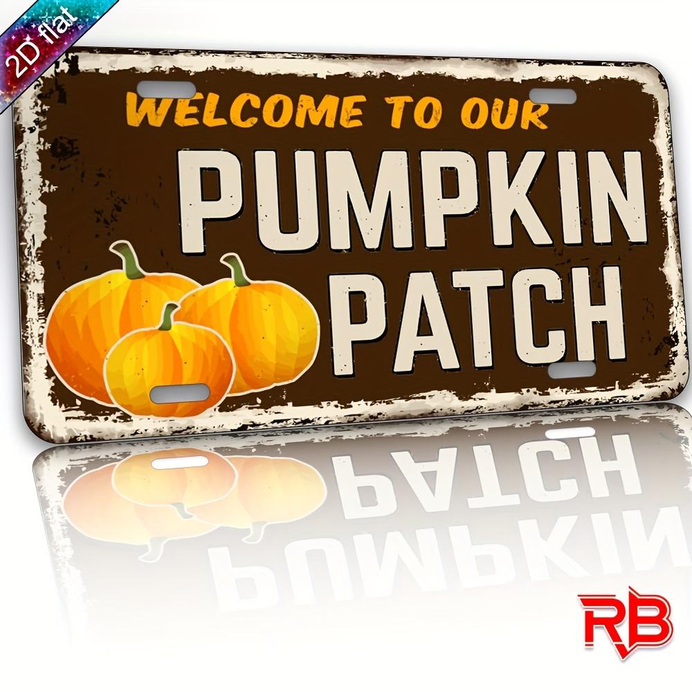 D Flat pc Aluminum Metal Sign Pumpkin Patch Welcome Wall Decor xcmxin Rustic Vintage UV Printed Plaque for In