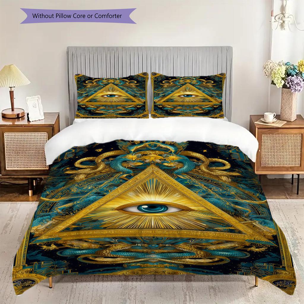 The square and compass of Freemasonry bedding, duvet cover, pillowcase, home decoration, birthday gift (1 * duvet cover+2 * pillowcase, coreless)