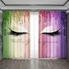 2PC Home Decoration Curtains, Multi-Color Cartoon Eyes Eyelashes Shiny Window Curtains For Bedroom Kitchens,Cafes, Living Room