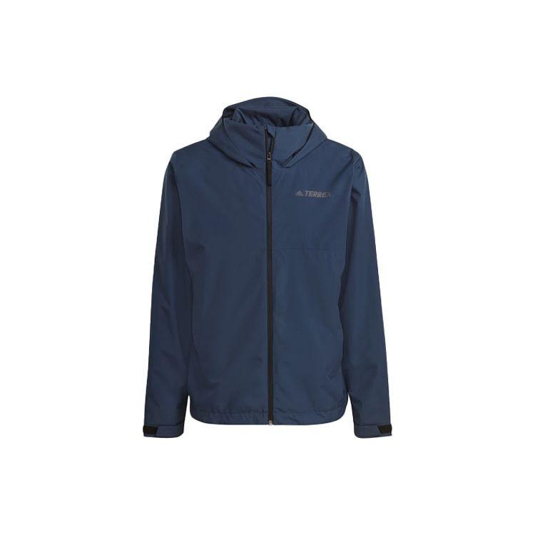 Adidas Terrex Waterproof Zipper Hooded Long Sleeve Jacket Men Jacket Blue GI7294