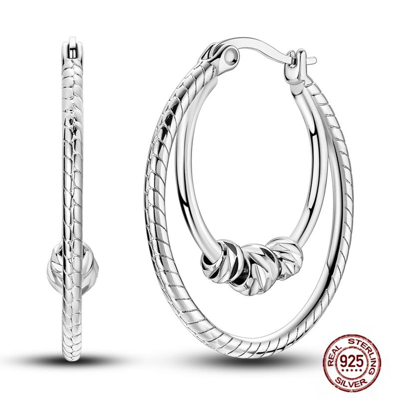 Sparkling Women Hoop Earrings 925 Copper Heart Shape Star Moon Round Blue Zircon Fit Origina Drop Earrings Zircon Holiday Gifts