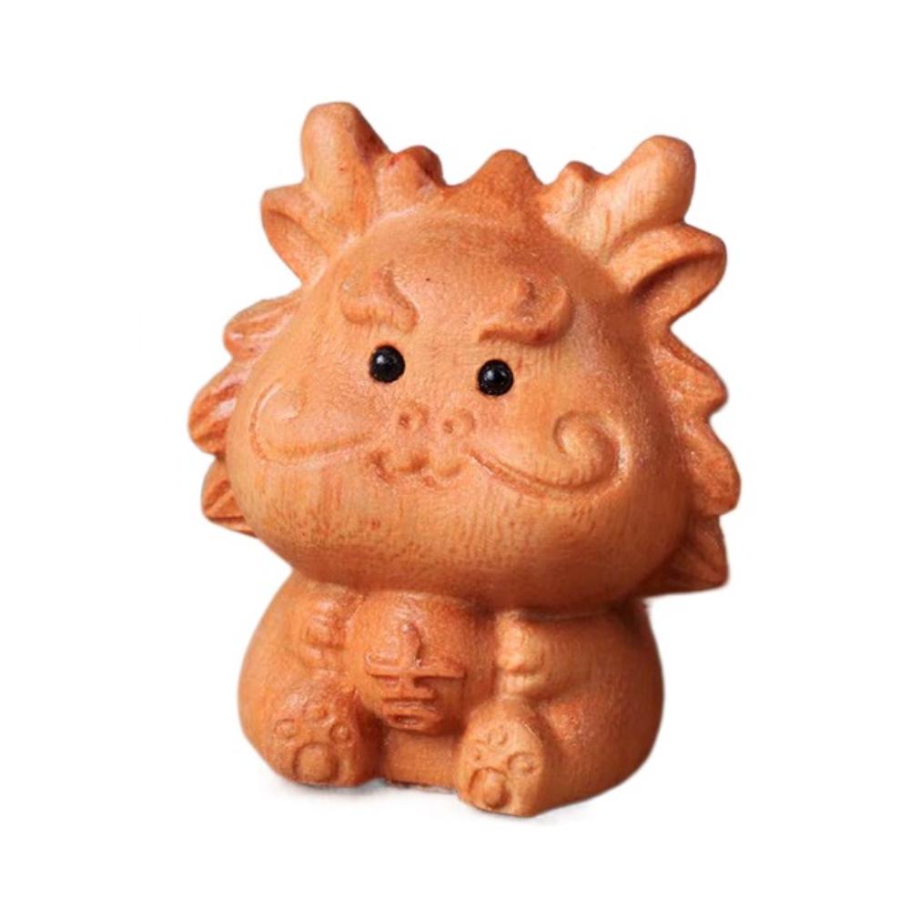 Резьба по дереву Китайский зодиак Поделки Мини Фигурка Украшение для рабочего стола Новое деревянное новогоднее украшение