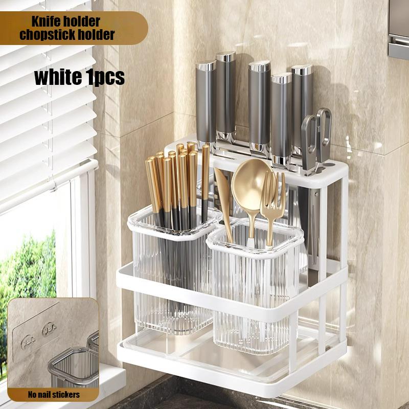 Держатель кухонных ножей, подставка для хранения палочек для еды, настенная многофункциональная разделочная доска, встроенная стойка для хранения ножей
