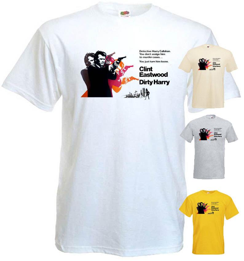 Dirty Harry v3 T-shirt Clint Eastwood cotton white yellow all sizes S5XL