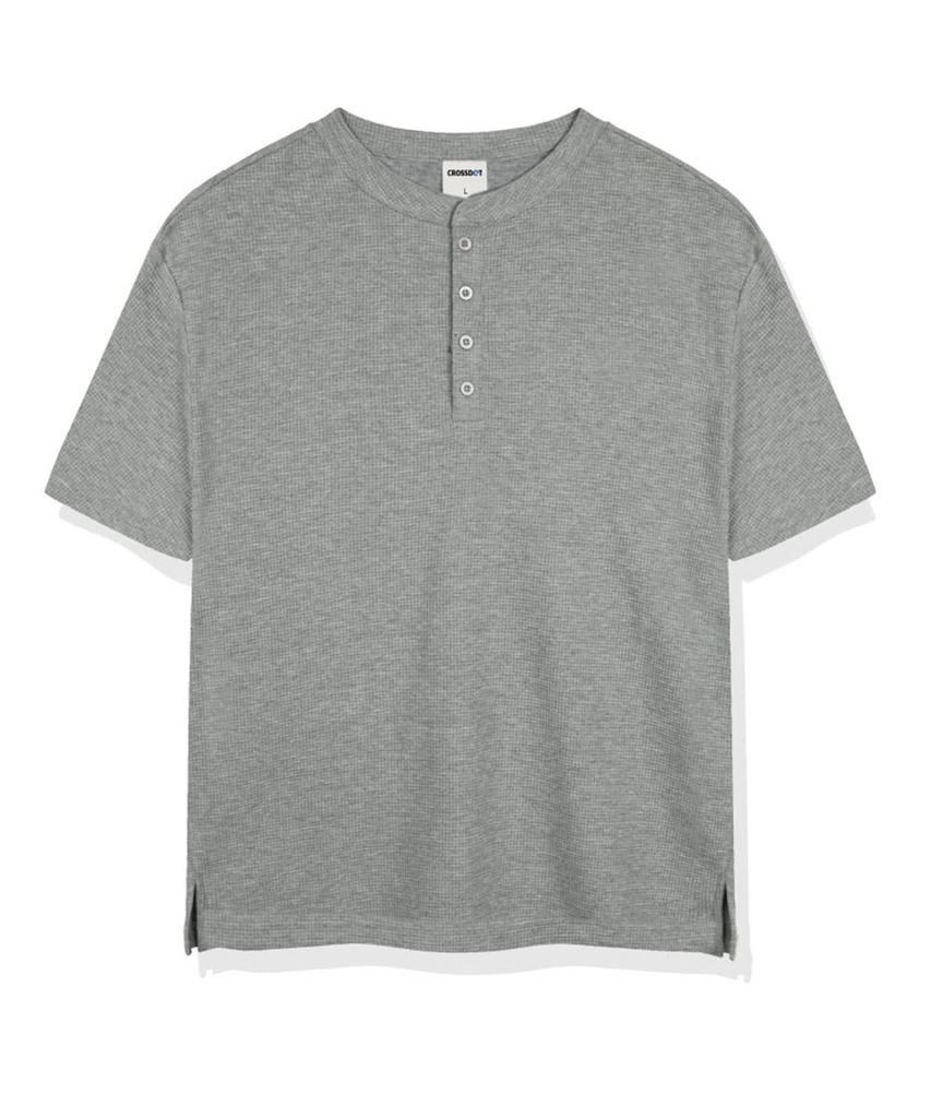 Мужская футболка-henley с коротким рукавом и воротником-стойкой Keuloseudas, имитация вафли, 3 цвета [Crsr_0001]