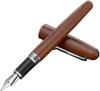 Gullor Natural Wood Fountain Pen with Medium Ink Screw and Silver Clip Nib, Converter, Cap,