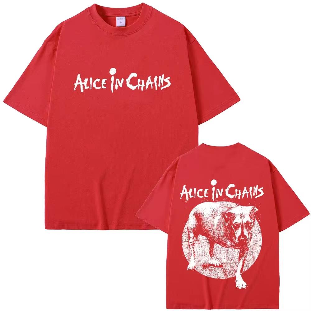 Футболка Alice in Chains, Рок-группа, Двусторонняя печать, Унисекс, Высококачественный хлопок, Винтажная, Повседневная, Короткий рукав, Для лета, Женская и Мужская