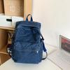 Solid Color Women Denim Backpack College Style Student Backpack Men Travel Bag