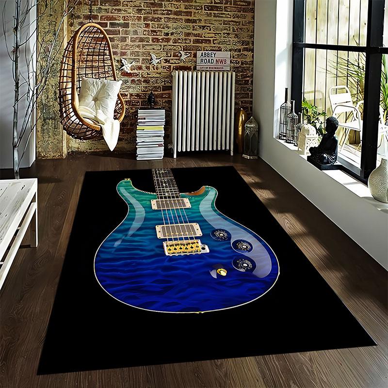 Blue Gradient Guitar Design suitable as a non-slip mat for the living room or bedroom sofa
