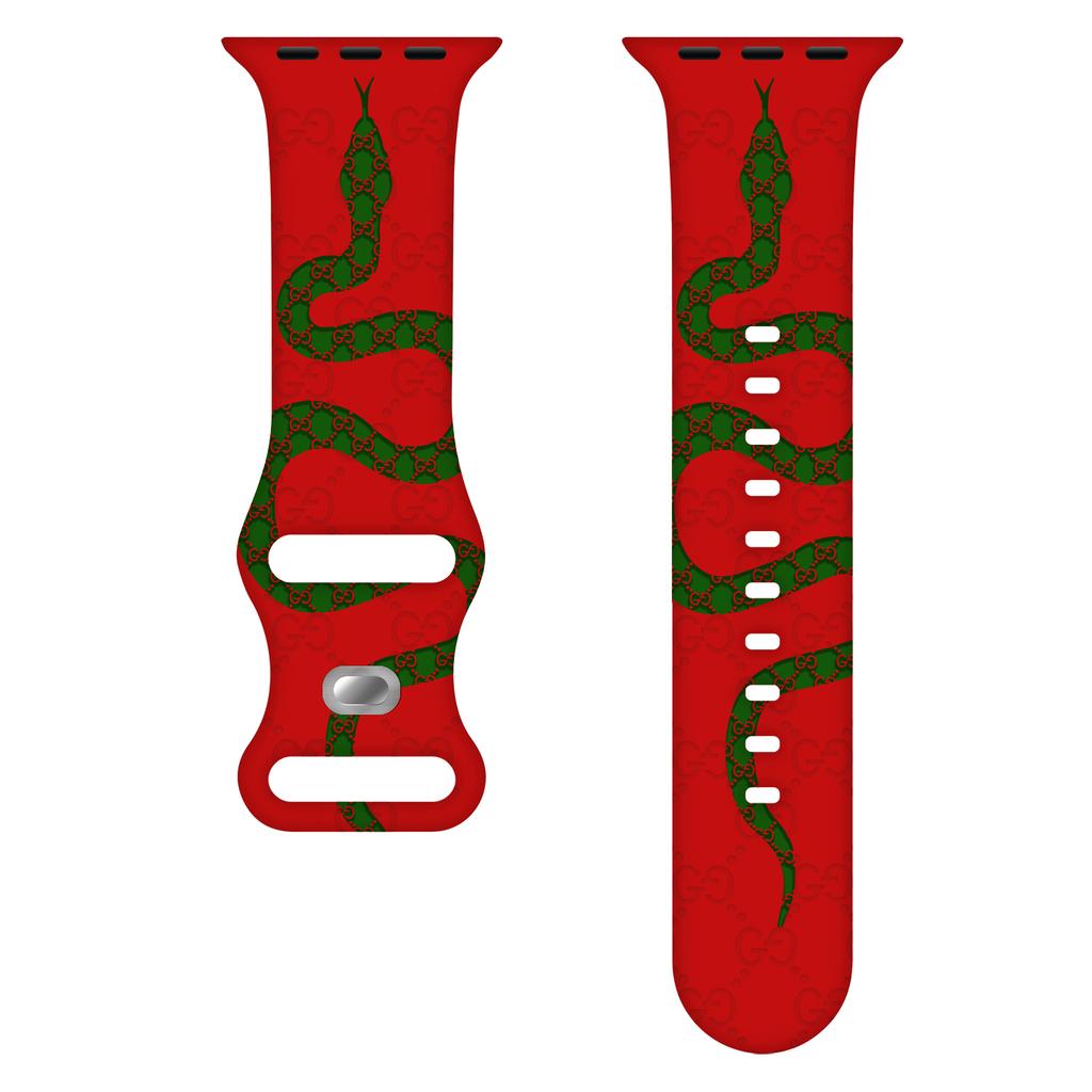 Engraved Silicone Strap For Apple Watch Band 46mm 45mm 44mm 42mm 41mm 40mm 49mm 38MM Correa Snake Texture Bracelet Series 10 8 9 7 SE 6 5 4 3 Ultra 2