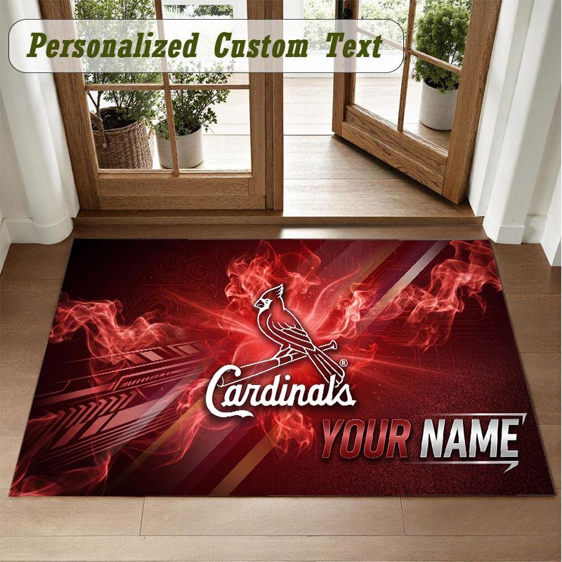 Crystal Velvet Square Rug Custom NameSt. Louis Cardinals Pattern Non Slip Home Floor Decor Rug