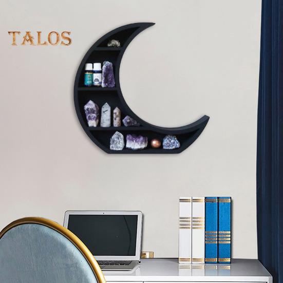 Деревянная полка для демонстрации луны, настенная полка для коллекционирования, настенная полка в виде полумесяца для кристаллов, драгоценных камней, свечей, предметов коллекционирования