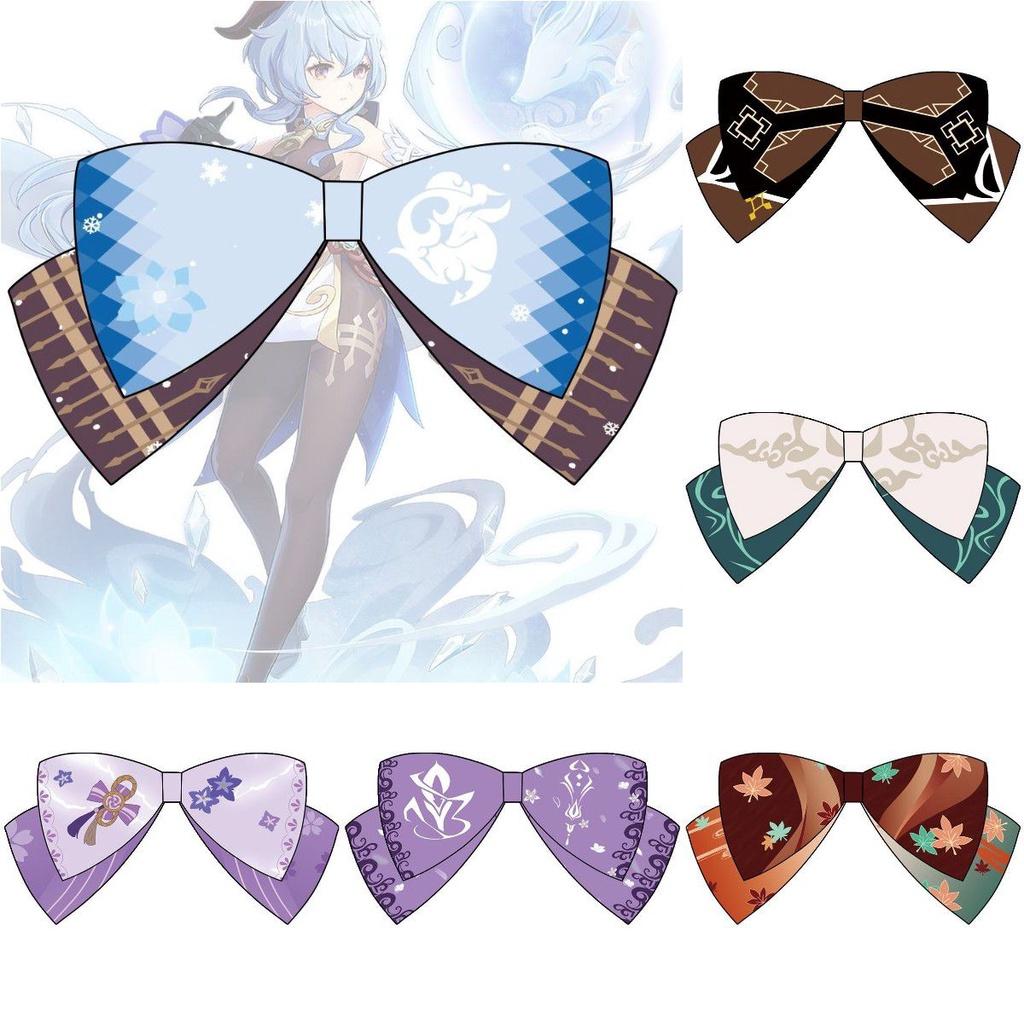 Аниме Genshin Impact Хутао Бант Заколка для волос Аксессуары для волос для девочек Реалистичный и нежный дизайн