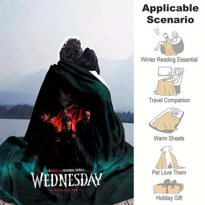 1pc Wednesday Series Blanket, Soft Throw for Room Decor, Perfect Gift Idea for Family and Friend, Living Room, Travel, Camping, Car Blankets, Beach, O