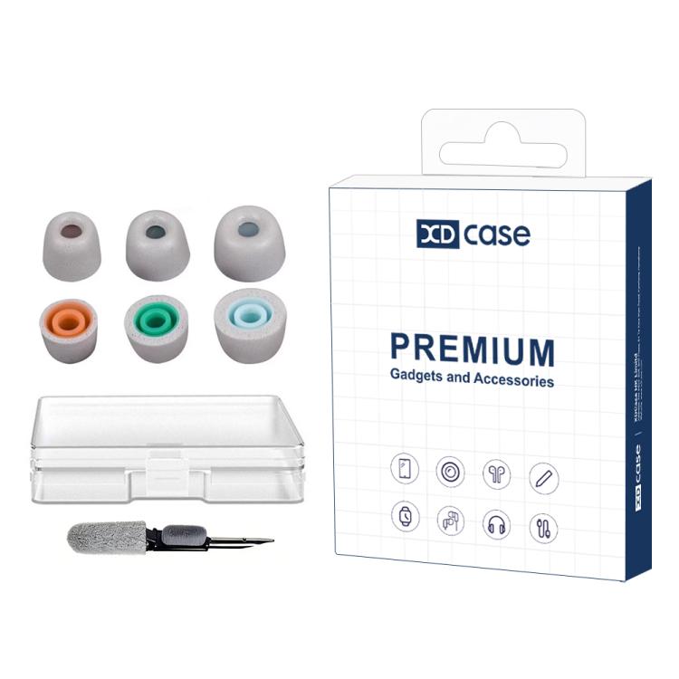 XDcase Комплект амбушюр из пены с эффектом памяти, 3 пары S/M/L, шумоизолирующие насадки для наушников с футляром для хранения и чистящим стилусом случайного цвета