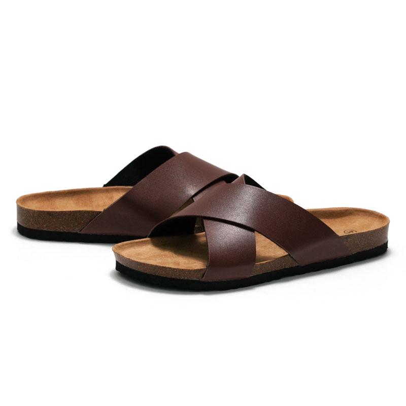 RUIZUSTOCK Ruizu Men's Summer Cork Cross-Strap Beach Sandals