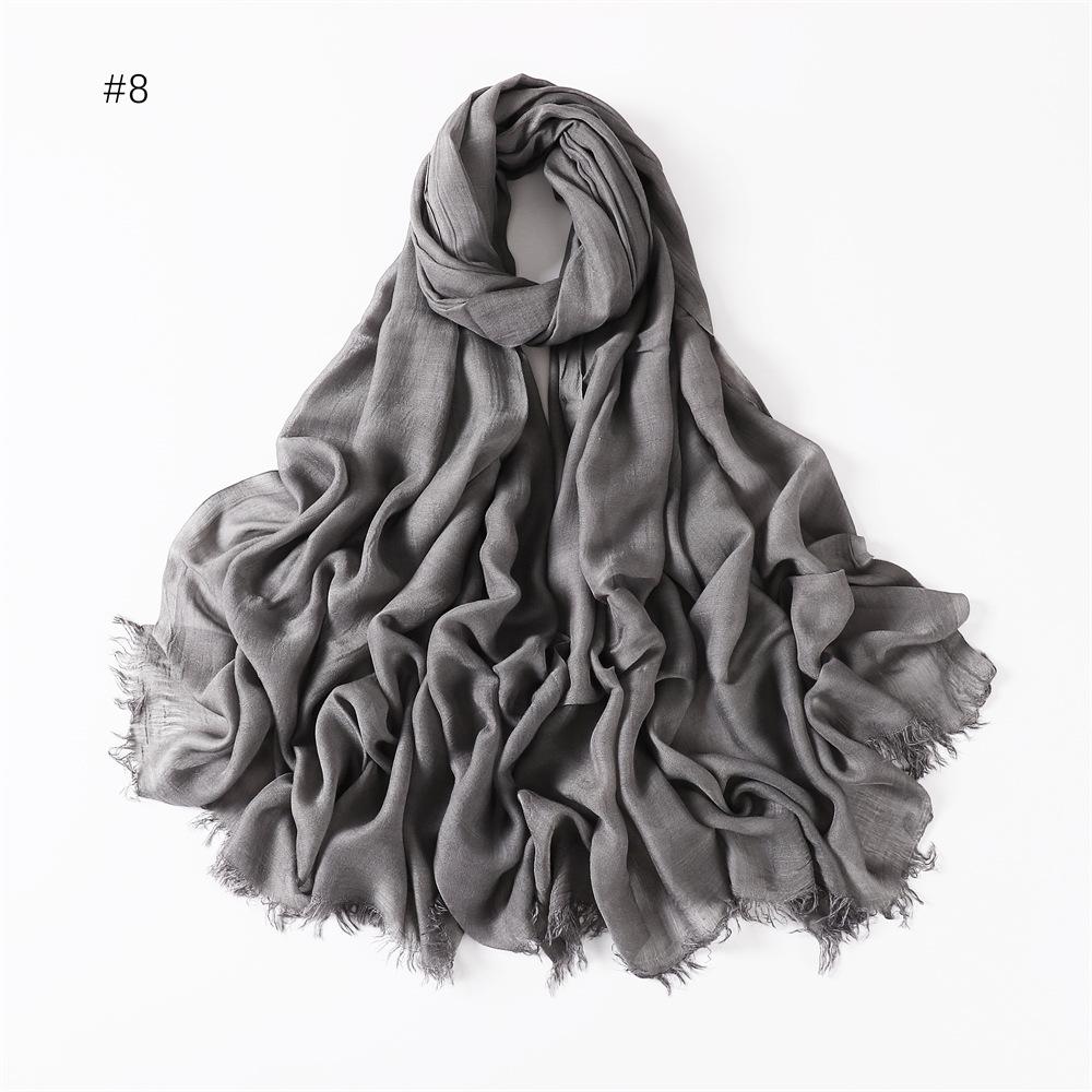 Fashion Muslim Cotton Rayon Modal Hijab For Women Headscarf Long Shawls Islam Hijab Turbans Head Wrap Solid Fringe Scarves