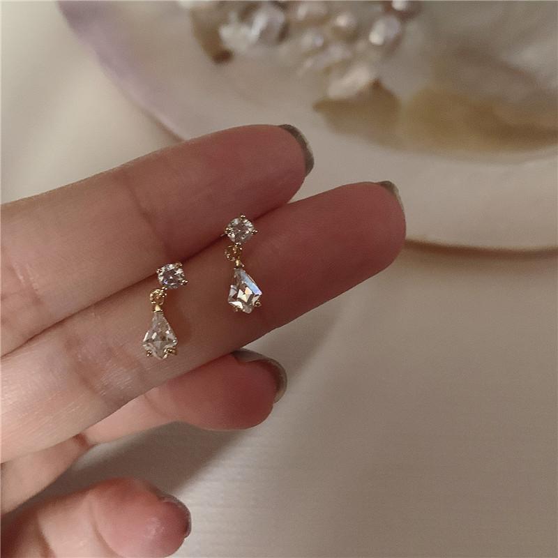 Серьги из стерлингового серебра S925 с японским хрусталем в форме капли воды для женщин, легкая роскошь, темперамент, свадебные, ювелирные изделия с покрытием из настоящего золота 14 карат