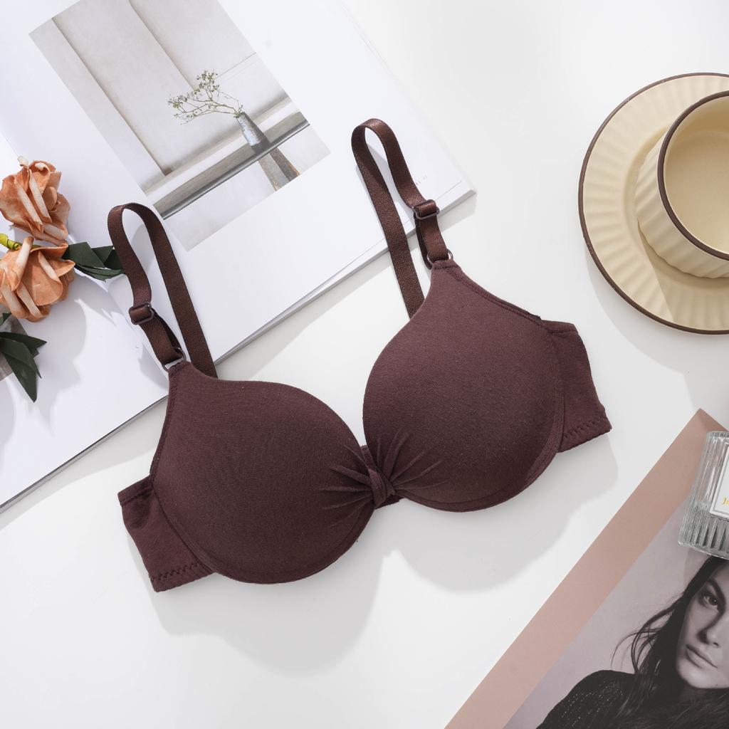 Сексуальный бюстгальтер Push Up для женщин, бюстгальтер на косточках, бюстгальтеры с чашечками, хлопковый бюстгальтер со сборками, однотонное женское нижнее белье