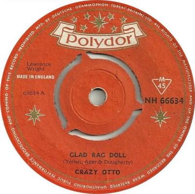 7-дюймовая пластинка CRAZY OTTO - Glad Rag Doll / Answer Me NH66634 Polydor 1960 UK Поп Б/у