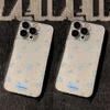 INS свежий синий чехол для телефона iPhone 17Promax с мелкими цветами для Apple 16promax космический чехол