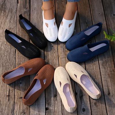 Модная женская универсальная обувь-балетки с острым носком 2024 Новые сетчатые легкие дышащие слипоны Повседневные лоферы Цвет Низкий подъем Балетки Женские