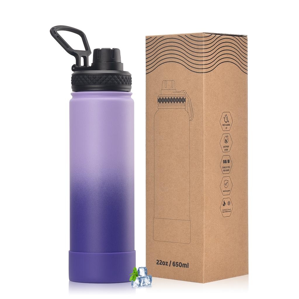 WATERSY Outdoor Sports Water Bottle Stainless Steel Vacuum Insulated 650ml Double Thermal Flask Coffee Mug for Hiking Gym Travel