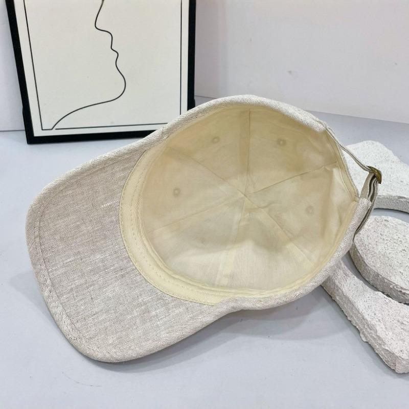 New Linen Baseball Cap, Large Brim Hemming, Breathable Summer Hat, Sun Protection and Sunshade, Fashionable and Versatile
