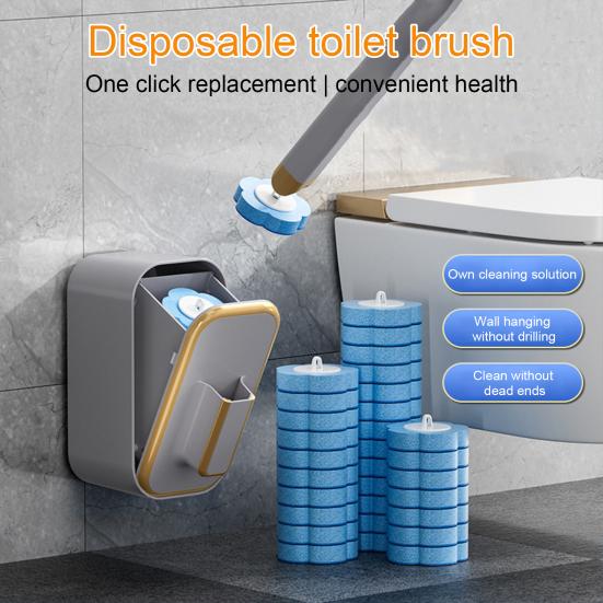Одноразовый ершик для унитаза, чистящее средство с держателем и 6 сменными насадками для стены